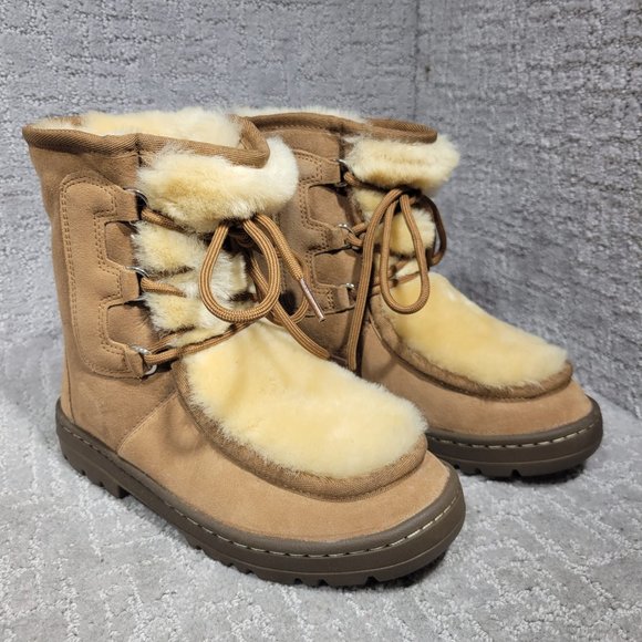 UGG Shoes - Ugg Mukluk Revival Womens Size 5 Brown Suede Lace Up Mid Calf Snow Boots NEW